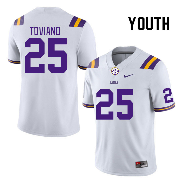 Youth #25 Javien Toviano LSU Tigers College Football Jerseys Stitched-White